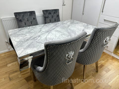 Grey Louis Dining Table With Dark Grey Majestic Chairs