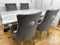 Grey Louis Dining Table With Dark Grey Majestic Chairs