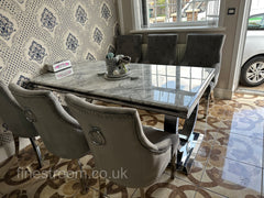 Grey Ariana Dining Table With Dark Grey Valencia Chairs