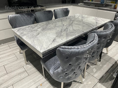 Grey Arial Dining Table With Chelsea Silver Shimmer Chairs