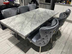 Grey Arial Dining Table With Chelsea Silver Shimmer Chairs