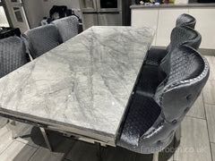 Grey Arial Dining Table With Chelsea Silver Shimmer Chairs