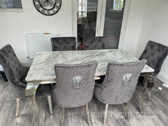 Grey Louis Dining Table With Dark Grey Majestic Chairs