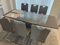 Grey Extendable Milan Dining Table With Grey Milan Chairs