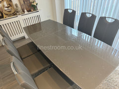 Grey Extendable Milan Dining Table With Grey Milan Chairs