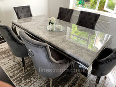 Grey Louis Dining Table With Dark Grey Valencia Chairs