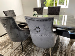 Grey Louis Dining Table With Dark Grey Valencia Chairs