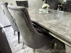 Grey Louis Dining Table With Dark Grey Valencia Chairs