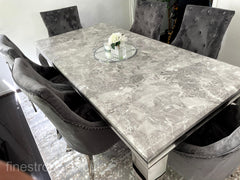 Grey Louis Dining Table With Dark Grey Valencia Chairs