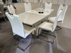 White Milan Extendable Dining Table and Milan Chairs