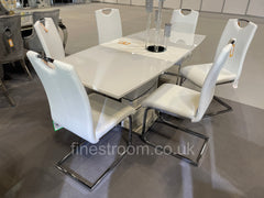 White Milan Extendable Dining Table and Milan Chairs