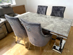 Grey Ariana Dining Table With Dark Grey Majestic Chairs