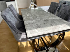 Grey Ariana Dining Table With Dark Grey Majestic Chairs