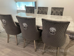 Grey Louis Dining Table With Dark Grey Majestic Chairs