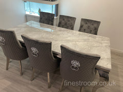 Grey Louis Dining Table With Dark Grey Majestic Chairs