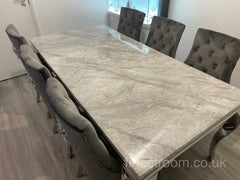 Grey Louis Dining Table With Dark Grey Majestic Chairs