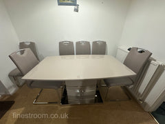 Extendable Cappuccino Milan Dining Table with Milan Chairs