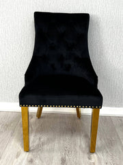 Majestic Lion Knocker Dining Chairs- Black Gold