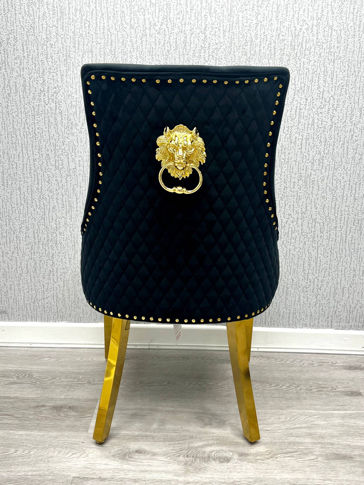 Majestic Lion Knocker Dining Chairs- Black Gold