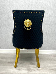 Majestic Lion Knocker Dining Chairs- Black Gold