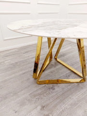 Nero Gold Pandora Round Dining Table With Chelmsford Gold Chairs