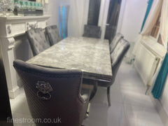 Grey Ariana Dining Table With Dark Grey Majestic Chairs