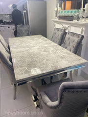 Grey Ariana Dining Table With Dark Grey Majestic Chairs