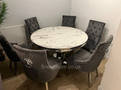 1.3m Round White Chelsea Table with Dark Grey Majestic