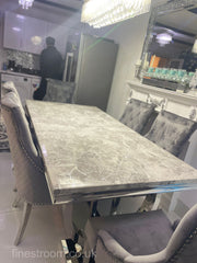 Grey Ariana Dining Table With Dark Grey Majestic Chairs