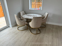 Nero Gold Pandora Round Dining Table With Chelmsford Gold Chairs