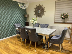 Grey Ariana Dining Table With Dark Grey Majestic Chairs