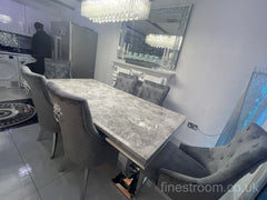 Grey Ariana Dining Table With Dark Grey Majestic Chairs