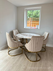 Nero Gold Pandora Round Dining Table With Chelmsford Gold Chairs