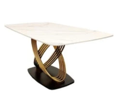 White Orion Gold Dining Table With Black Gold Lion Knocker Victoria Chairs